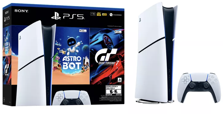 Sony PlayStation 5 Slim 825 GB (All-Digital / Glacier White) + Astro Bot + Gran Turismo 7