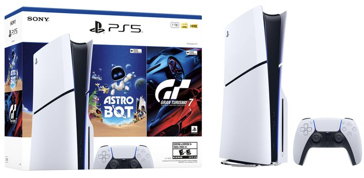 Sony PlayStation 5 Slim 1 TB (Blu-Ray / Glacier White) + Astro Bot + Gran Turismo 7