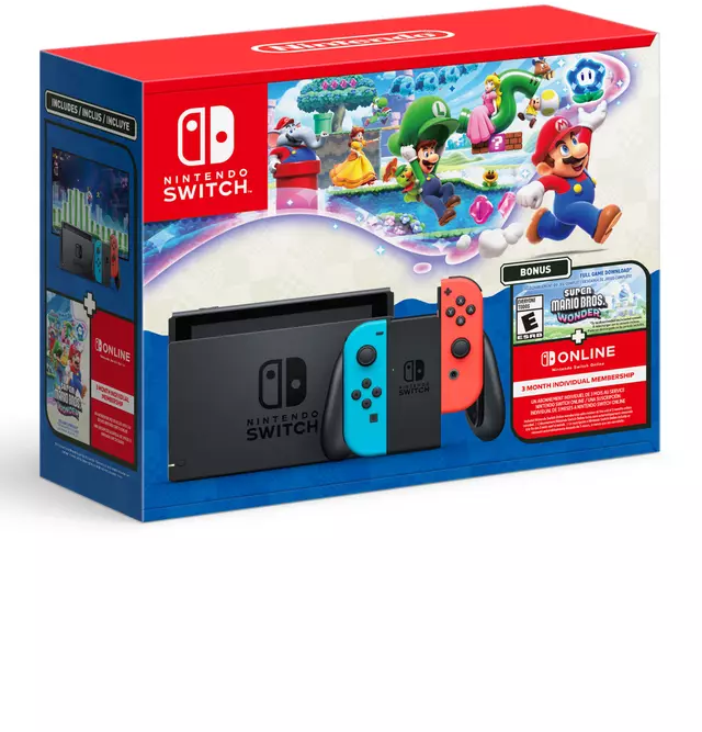 Nintendo Switch Joy-Con Neon + Super Mario Bros Wonder