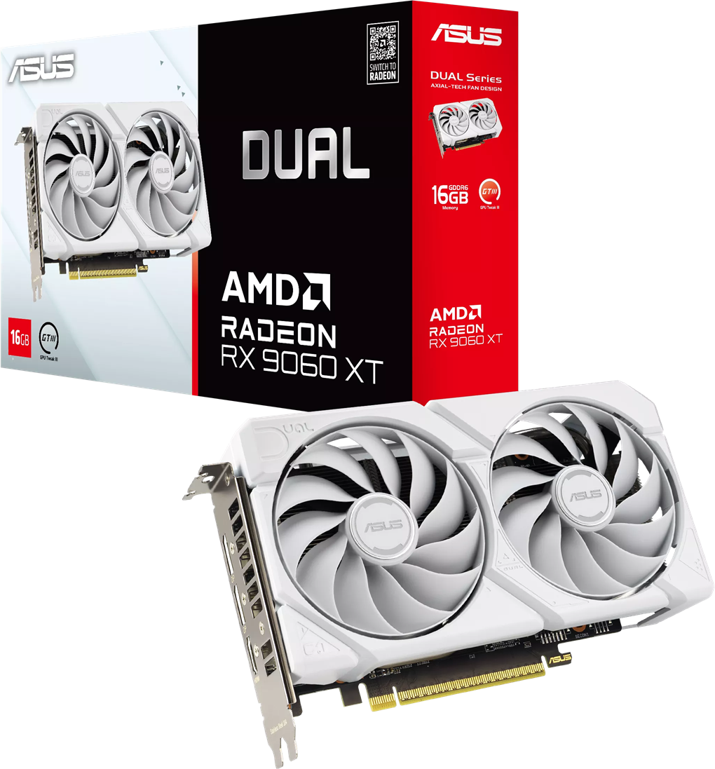 ASUS Dual Radeon RX 9060 XT 16GB GDDR6 White Edition [90YV0LG3-M0AA00]