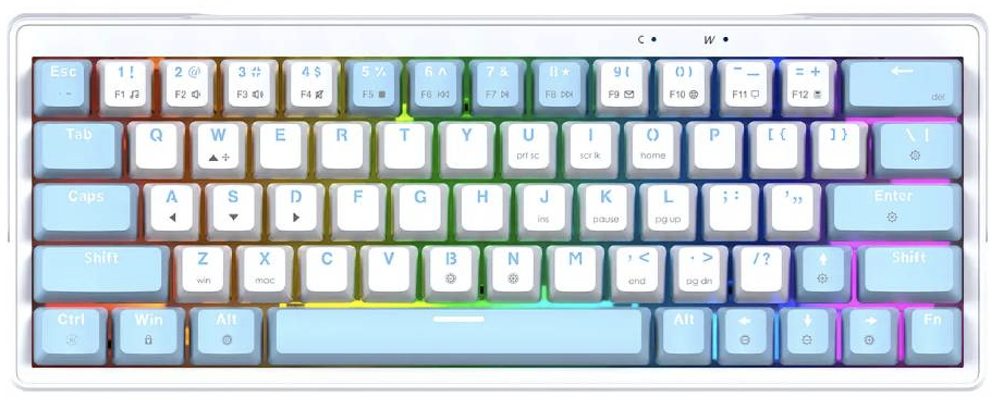 Fantech ATOM X63 MK611 AME Edition - White/Blue / Rosie Switches