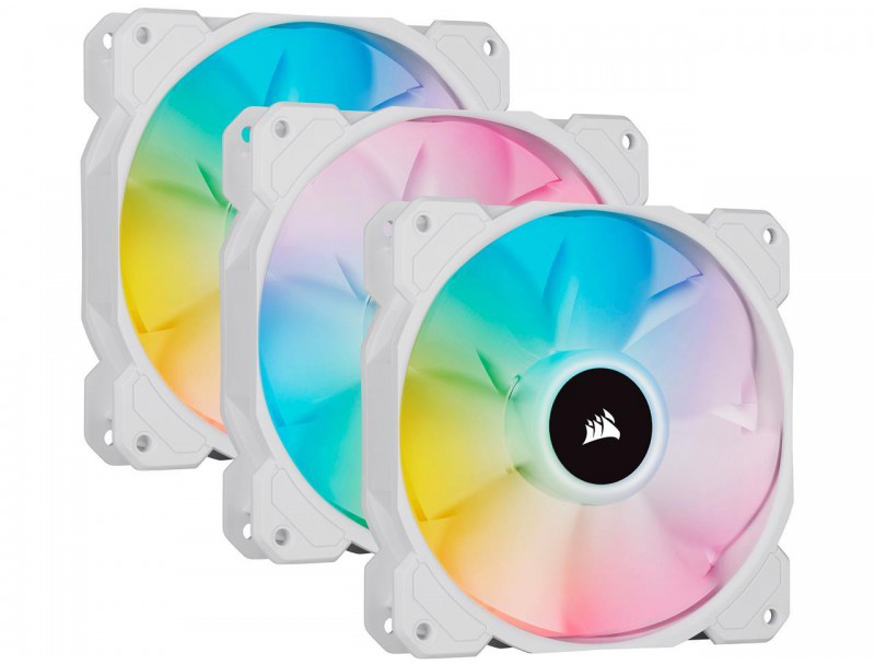 Corsair iCUE SP120 RGB Elite 120mm White Triple Pack w/ Lighting Node Core [CO-9050137-WW]